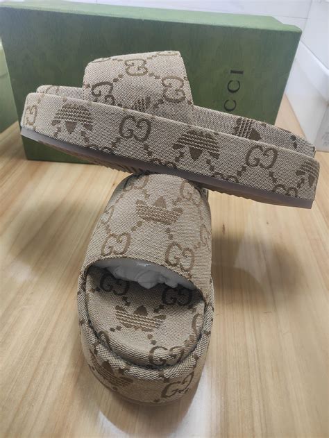 gucci canvas slides cheap